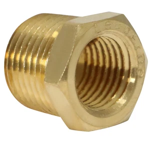 25 Pcs XFITTING 3/8" Male x 1/4" Female NPT Hex Reducer Bushing, Lead Free Brass - Picture 1 of 6
