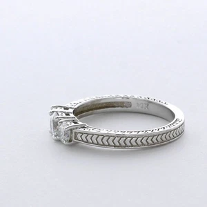 0.78ct D SI1 Round Natural Diamonds White Gold Vintage Style Engagement Ring - Picture 1 of 2