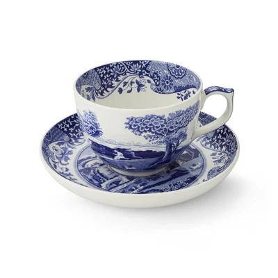 Taza de té y platillo italiano Spode Blue, capacidad 20 onzas, juego de té Jumbo, café... Foto 1 de 4