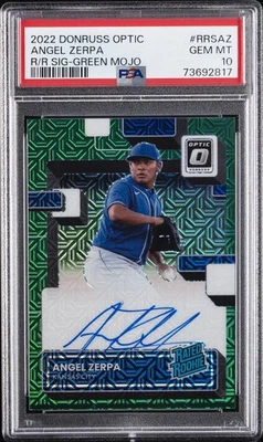 2022 PANINI DONRUSS OPTIC RR SIGNATURES GREEN MOJO ANGEL ZERPA 60/88 PSA 10 AUTO - Image 1 of 2