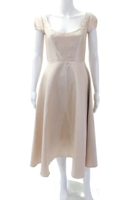 Vestido formal midi con cremallera manga gorra Alfred Sung color champán talla 0 Foto 1 de 4