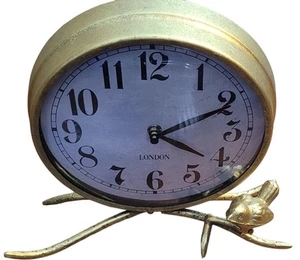 Gold London Desk Clock with Bird Design Roman Numerals 12 Inch Mantel Clock - Picture 1 of 4