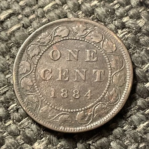 1884 CANADA ONE 1 CENT Queen Victoria LARGE PENNY COIN - Picture 1 of 2