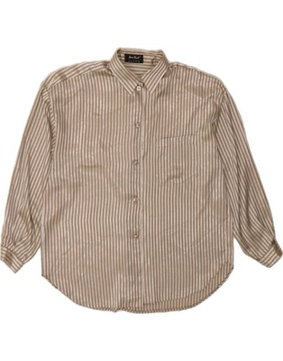 JEAN PAUL Womens Oversized Shirt UK 12 Medium  Beige Striped Polyester CN53 — 第 1/4 张图片