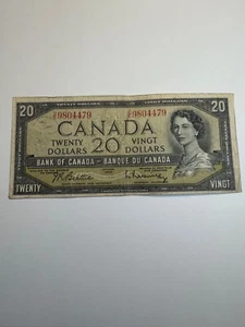 COLLECTABLE 1954 CANADA Twenty Dollar Beattie / Rasminsky Banknote - Bild 1 von 2