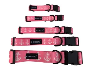 K-9 Beltz Cuello Náutico Perro Rosa/Blanco Barco Ancla Ajustable XS, S, M, L, XL - Imagen 1 de 20