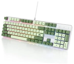 Full Size Mechanical Keyboard, Green Matcha Keyboard, 104 Matcha/Red Switch - Picture 1 of 7