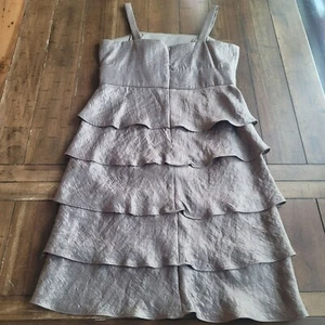 R&M Richards Stufen Rüschen Cocktailkleid mit verziertem Mieder Braun Größe 10 - Bild 1 von 6