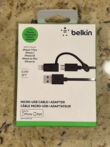 BELKIN 3Fft iPhone Connector + Micro USB Cable - Black - Picture 1 of 1
