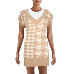 Kingston Grey Womens Knit Houndstooth V-Neck Sweaterdress BHFO 9676 - Picture 1 of 2