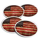 4x Round Stickers 10 cm - Old Grunge USA America Flag  #45913