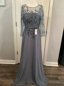 Meier Collection Formal Dress NEW WITH TAGS Size 14 Gray W/Sequin Top - Bild 1 von 13