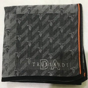 CLASSIC HANDKERCHIEF GRAY STRIPED MONOGRAM VINTAGE MEN COTTON POCKET SQUARE 18" - Picture 1 of 3