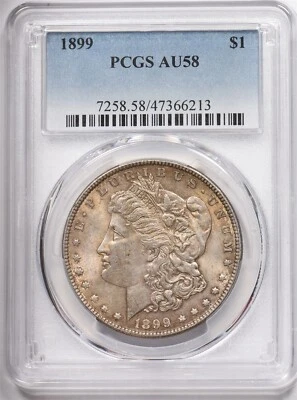 1899 Morgan Dollar Silver Stunning Toning PCGS AU58 PC1575 - Image 1 of 2
