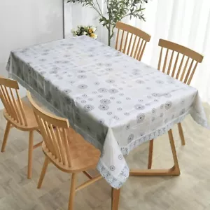 PVC 2 Seater Rectangle Shape Center Table Cover with Border Lace, Anti Slip - Picture 1 of 2