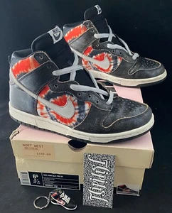 VTG 2004 NIKE SB HUF DUNK HIGH PRO RARE TIE DYE SF HUFQUAKE FLASH RAYGUN SZ 6.5 - Picture 1 of 8