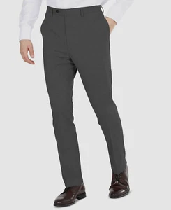 $136 DKNY Men's Gray Modern-Fit Flat Front Stretch Dress Pants Size 33W 32L - Picture 1 of 3