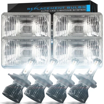 4pcs 4x6'' LED Headlights Hi/Lo For Chevrolet K1500·K2500 K3500 1988-1991 — 第 1/4 张图片