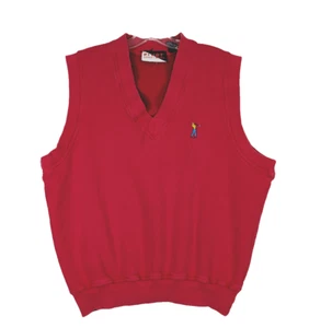 Mens Vintage Golf Vest Large Red V-Neck Sleeveless Sweatshirt Golfer Logo - Picture 1 of 8