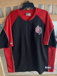 Blazers Hardwood classic Majestic team Short Sleeve zipper jersey size 2xl - Picture 1 of 2