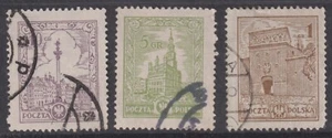 POLAND 1925/27 Historical Buildings + Galleon 4 Stamps 2 Scans Good Used (p401) - Picture 1 of 2