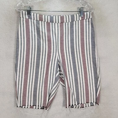Pantalones cortos Free People para mujer talla 4 azul a rayas lino algodón tiro alto cortados Foto 1 de 4