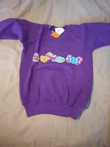 Kids S 6 - 6X Sweatshirt Purple with Easter Eggs Fabric fiber Print 202876 - Picture 1 of 1