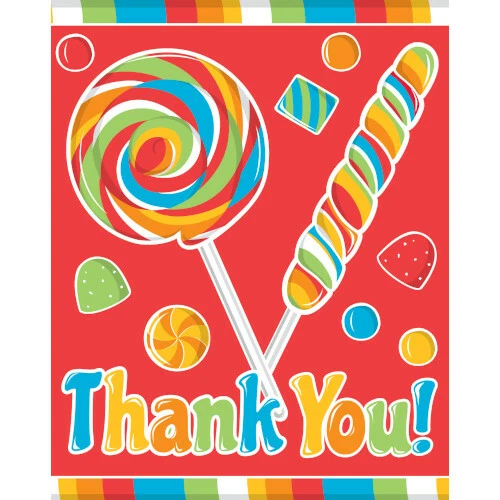 Candy Thank You Candy Party THank You Cards 8ct with 8 Envelopes - Image 1 of 1