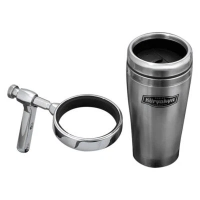 Kuryakyn Motorcycle Handlebar Mug with Universal Holder, 12 fl oz, Chrome - Image 1 of 3
