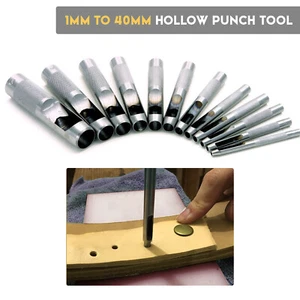 HEAVY DUTY HOLLOW PUNCH TOOL FOR LEATHER PLASTIC WOOD BELT HOLE PUNCH 1mm - 40mm - Picture 1 of 40