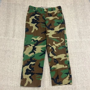 Vintage LL Bean Camouflage Pants Mens 34x28 Green 1980s USA Woodland - Picture 1 of 7