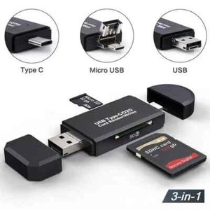 SD Card Reader Micro USB OTG USB-C to USB 2.0 Adapter Android iPhone Tablet PC - Picture 1 of 6