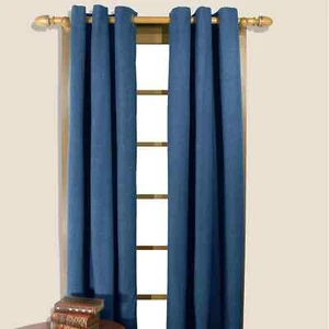 Homespun Double-Wide Grommet Top Patio Panel with Wand, 84"L x 80"W, Denim Blue - Picture 1 of 4
