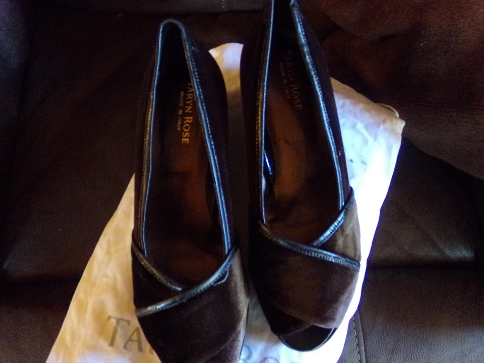 Women's TARYN ROSE brown velvet wedge  - Image 1 of 4