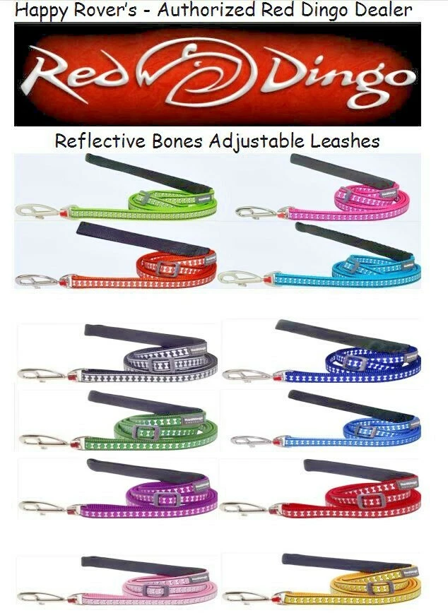 ПЕРВОКЛАССНЫЙ КРАСНЫЙ ДИНГО отражательный кости регулируемый 4-6' собаки поводок-U выбрать размер и цвет - Изображение 1 из 1