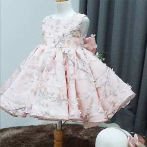 Tulle Floral Baby Girl Summer Dress Baptism Dress for 1 Year Birthday Dresses