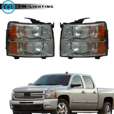 For 2007 2008 2009-2013 Chevrolet Silverado 1500 2500 3500 Pair of Headlights - Image 1 of 4