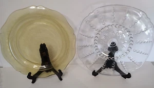 2 Vtg Federal Depression Glass Columbia 11" Chop and yellow 11" Patrician Spoke - Picture 1 of 7