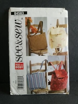 Butterick See and Sew B4583 Utility Bags, Messenger Bag/Backpack Uncut FF - Image 1 of 3