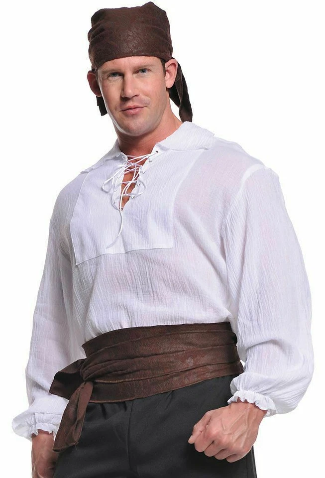 ADULT MENS PIRATE SHIRT COSTUME RENAISSANCE SWORDSMAN COLONIAL ZORRO MUSKETEERS - Image 1 of 1