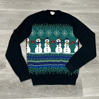 Suéter Mossimo Para Hombres Pequeño S Navidad Muñeco de Nieve Verde/Negro Algodón Pullover Foto 1 de 4