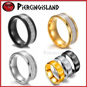Gold Silver Black Minimalist Titanium Mens Engagement Eternity Wedding Band Ring - Picture 1 of 26