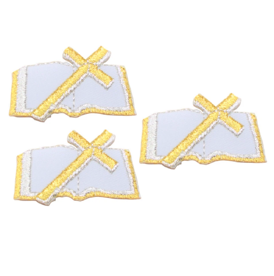 Cross & Bible Applique Patch - Christian Baptism First Communion Jesus 3-Pack - Image 1 of 1