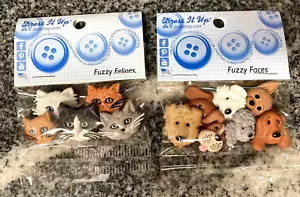 Dress It Up Fuzzy Felines Fuzzy Faces Dog Cat Kitten Shank Back Buttons NEW 2 - Picture 1 of 10