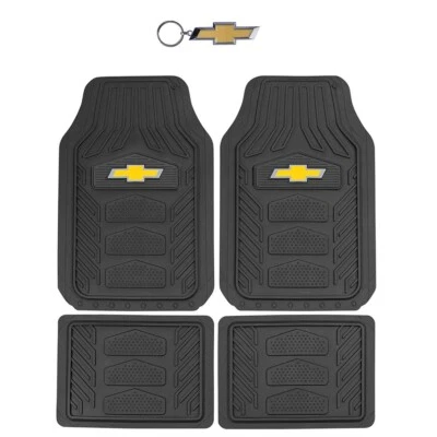 New 5pc Chevy Elite Bow Tie Logo Car Truck Rubber Front Rear Floor Mats Keychain Foto 1 de 3