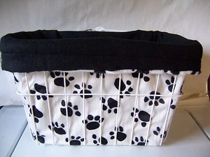 BICYCLE BASKET LINER WHITE W/ DOG PAW PRINT BEACH CRUISER CHOPPER CYCLING NEW - Picture 1 of 1