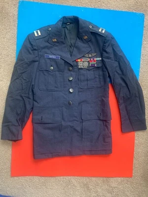 Vintage 1968 U.S. Air Force USAF Coat Jacket Dress Uniform with Medals - Image 1 of 4