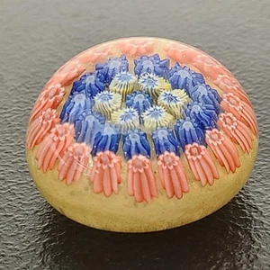 Pisapapeles de vidrio miniatura de colección Millefiori 1,5" vidrio artístico floral rojo blanco azul - Imagen 1 de 13