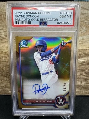 Rayne Doncon PSA 10 2022 Bowman Chrome AUTO 1st Prospect GOLD REFRACTOR /50 RC - Image 1 of 2