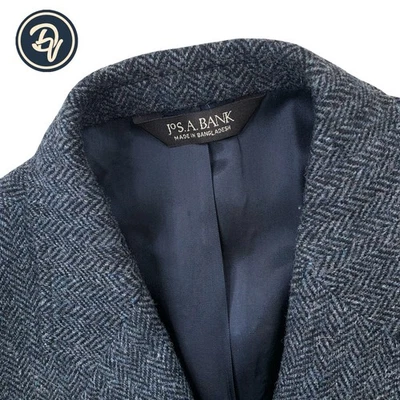 Mens 42 S Jos A Bank x Harris Tweed Navy Blue Speckled Herringbone Blazer - Image 1 of 4